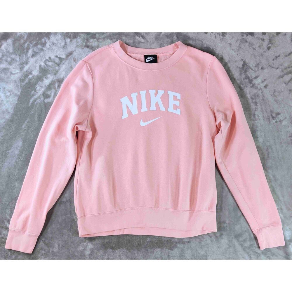 Nike Pink Long Sleeve Crewneck Printed Logo Sweatshirt Size Medium